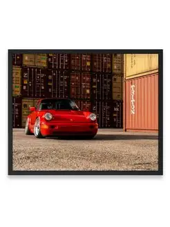 Плакат 40x50, Порше taco red porsche 964