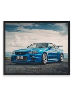 Плакат интерьерный, Ниссан nissan gtr r34 40х50