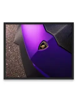 Плакат, Машина purple lambo aventador bonnet logo 40х50