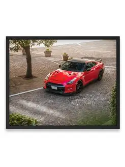 Постер 40x50, Ниссан red nissan gtr