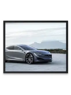 Постер в комнату, Машина tesla model s ii 40х50