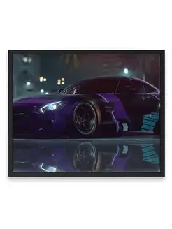 Постер в комнату, Мерседес mercedes gt purple 40х50