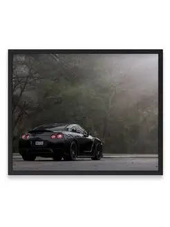 Плакат интерьерный, Ниссан nissan gtr black r 40х50