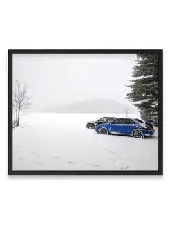 Плакат интерьерный, Машина snowy subarus 40х50