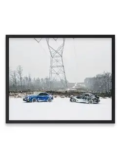 Постер в комнату, Машина snowy subarus car 40х50