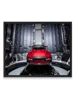 Постер Машина space x tesla roadster waiting for space 40х50