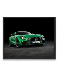 Плакат интерьерный, Мерседес mercedes amg gt green 40х50