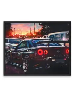 Постер 40x50, Ниссан nissan skyline painting art