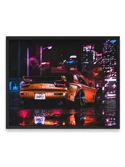 Постер 40х50, Мазда mazda rx7 city night lights