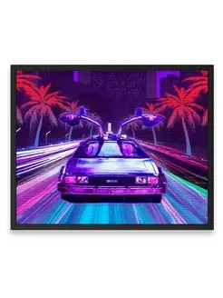 Постер, плакат, Машина retro lux cars retrowave 40х50