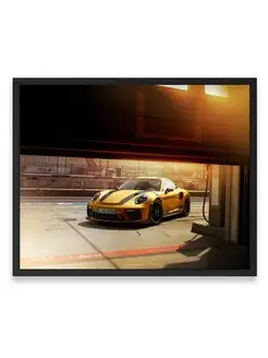 Плакат интерьерный, Порше porsche 911gt3rs gold 40х50