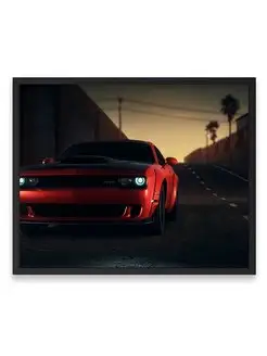 Постер 40x50, Додж red dodge challenger srt