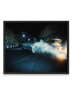 Плакат 40x50, Мазда mazda rx7 drifting night