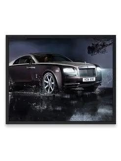 Постер, плакат 40х50, Роллс ройс rolls royce wraith in rain