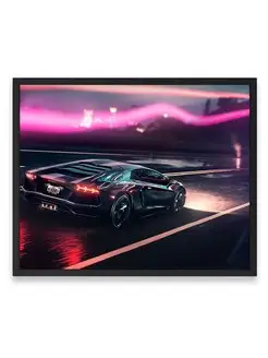 Постер, плакат, Ламборгини neon demon lamborghini 40х50