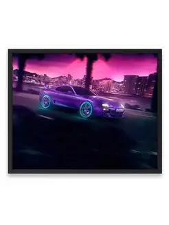 Плакат 40x50, Машина neonnight toyota supra