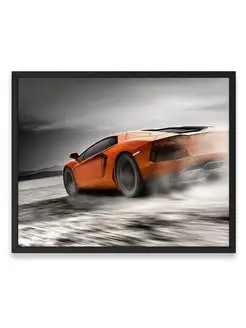 Постер, Ламборгини orange lamborghini aventador 40х50