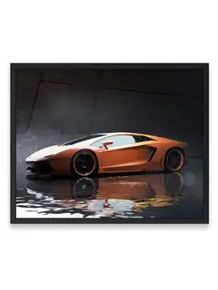 Постер, Ламборгини orange lamborghini aventador car 40х50