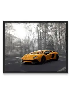 Постер, Ламборгини orange lamborghini aventador monochrome