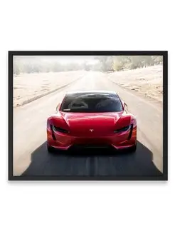 Постер, плакат, Машина tesla roadster look 40х50