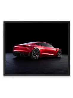 Постер интерьерный, Машина tesla roadster look 40х50