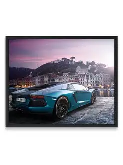 Постер, Ламборгини sea green lamborghini aventador 40х50