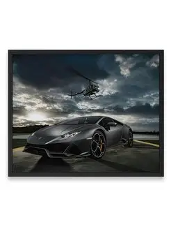 Постер, Ламборгини lamborghini huracan evo helicopter 40х50