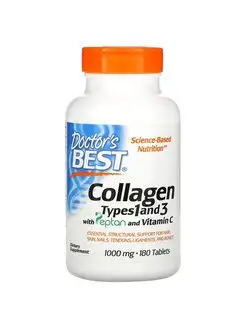 Collagen тип 1 и 3 Коллаген с витамином C 1000 мг, 180 шт