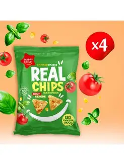 Чипсы кукурузно-рисовые REAL CHIPS томат базилик 4 шт по 50г