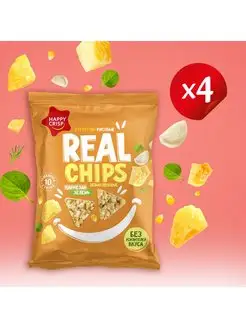 Чипсы кукурузно-рисовые REAL CHIPS пармезан зелень 4 по 50г