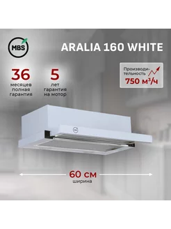 Кухонная вытяжка встраиваемая ARALIA 160 WHITE