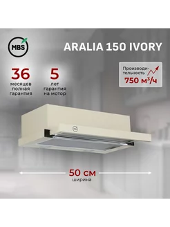 Кухонная вытяжка встраиваемая ARALIA 150 IVORY