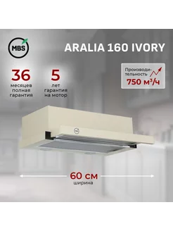 Кухонная вытяжка встраиваемая ARALIA 160 IVORY