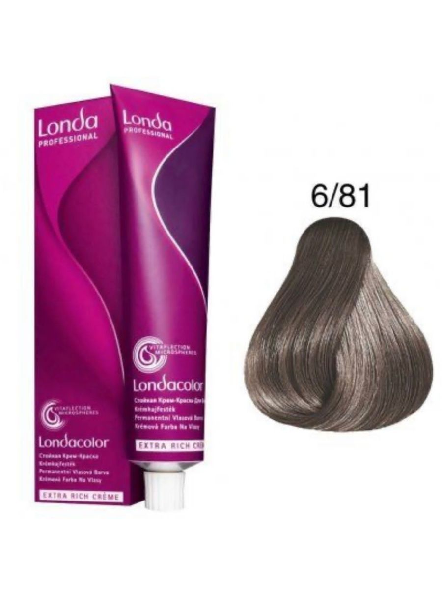 Londa professional londacolor стойкая крем краска. Лонда 6.81. Краска Londa 6/81. Londacolor 6/81 стойкая крем-краска темный блонд жемчужно-пепельный 60 мл. Londa 7.81 permanent 60мл.