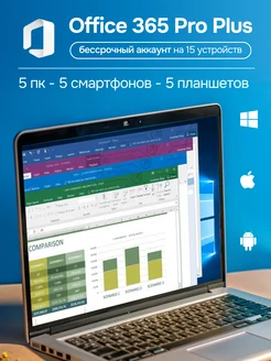 Office 365 pro plus Windows MacOS iOS Android, 15 устройств