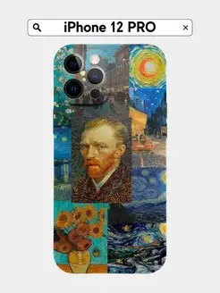 Чехол iPhone 12 PRO чёрный с принтом Van Gogh