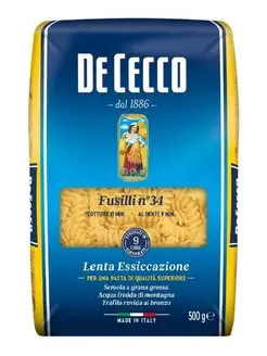 Макаронные изделия De Cecco Fusilli №34, 500 г