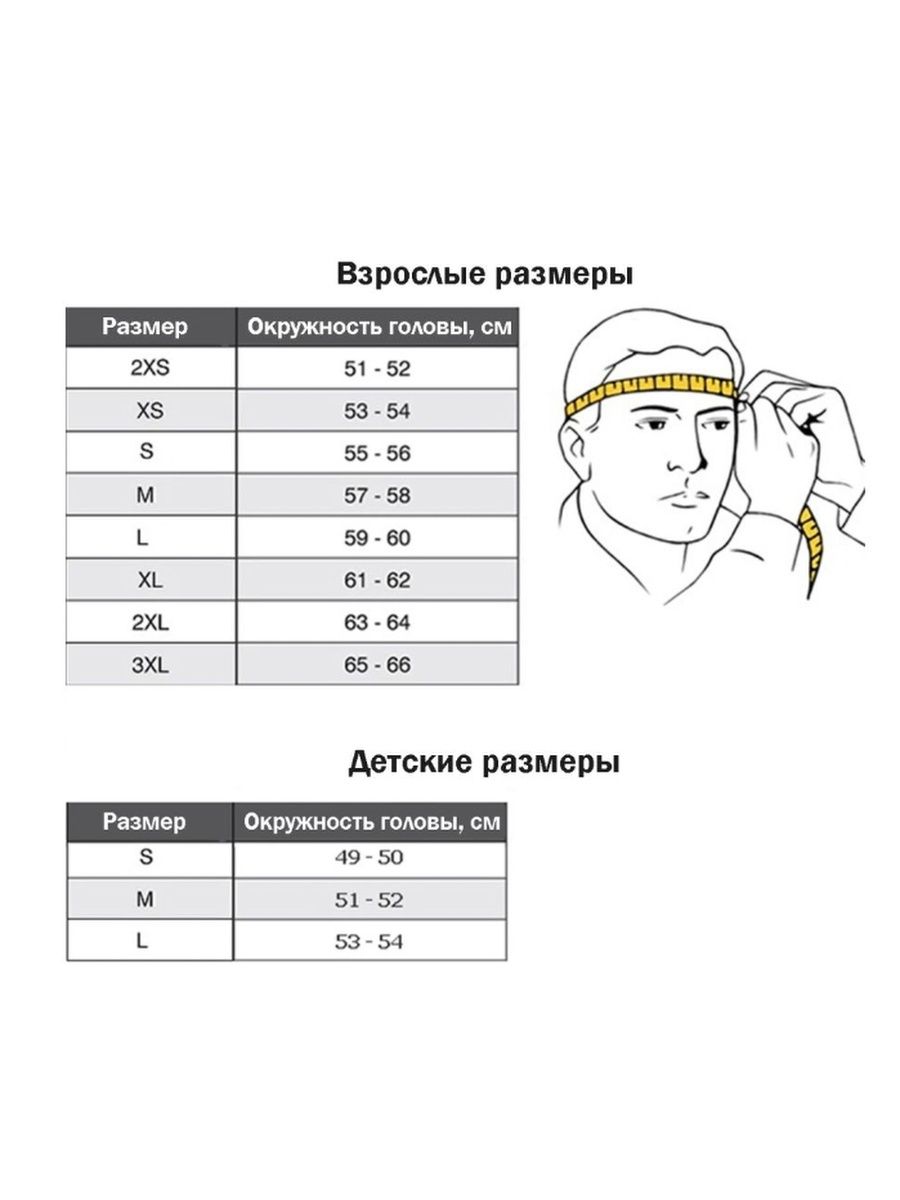 Таблица размеров мотошлемов