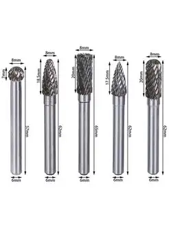 Борфрезы сверла шарошки по металлу и дереву для гравера 6mm