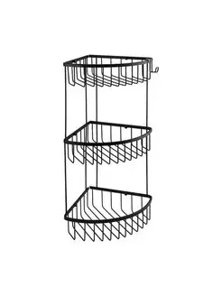 Полка для ванной угловая с крючками для принадлежностей