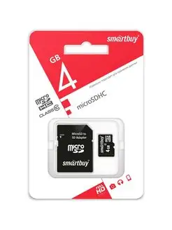 Карта памяти Micro SDHC 4GB Class 10 + SD адаптер