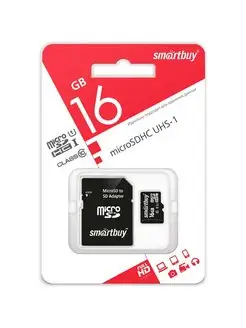 Карта памяти Micro SDHC 16GB Class 10 + SD адаптер