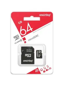 Карта памяти Micro SDXC 64GB Class 10 + SD адаптер