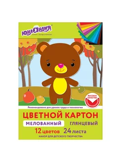 Картон цветной А4 МЕЛОВАННЫЙ EXTRA, 24 л, 12 цв,4 уп