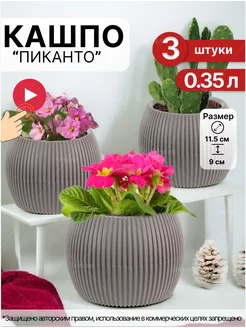 Кашпо для суккулентов 0,35л 3 шт