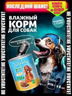 Корм влажный для собак Jolly Dog Индейка 970 г х6 шт