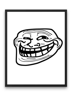 Плакат - Trollface (троллфейс, тролль) ч б 30х40 А3