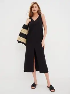 Сарафан женский летний длинный лен хлопок макси с разрезом