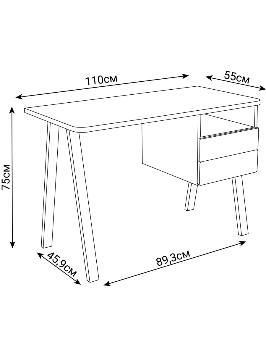 Стол письменный с ящиком для школьников белый (110х55х75) (изображение №2)