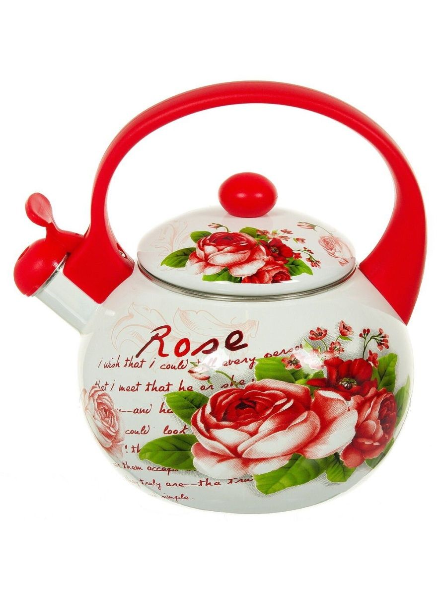 Чайник эмалированный с розами